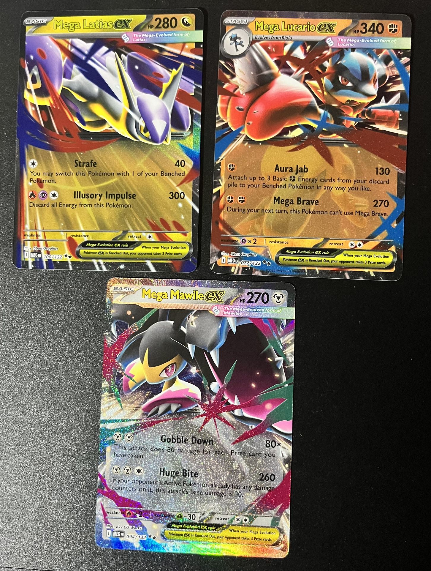 3 Pokemon TCG Mega Evolution Lucario Latias Mawile Double Rare