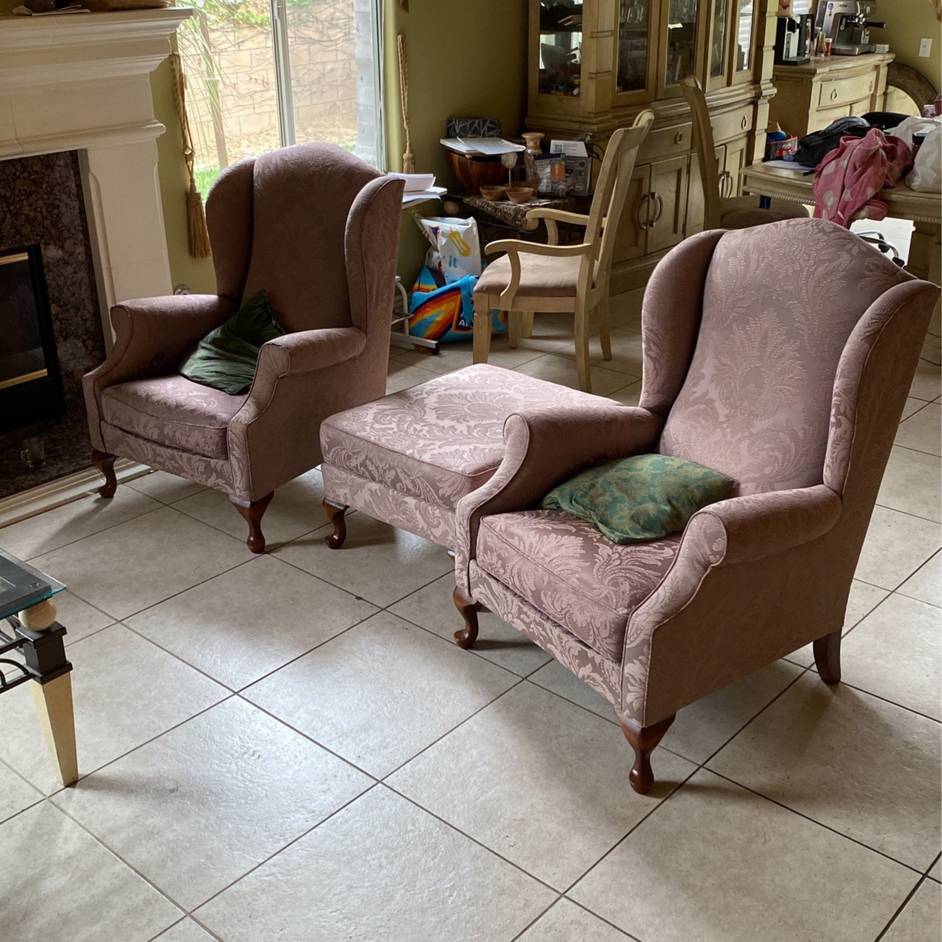 2 Chairs, One Ottoman, And A Coffee Table