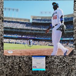 Yasiel Puig Auto Signed 11X14 Photo Los Angeles Dodgers Reds Indians PSA/DNA COA