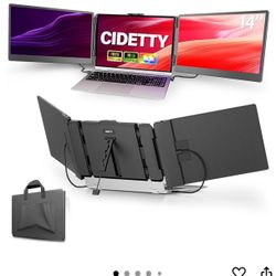 Laptop Screen Extender, 14'' FHD 1080P IPS Ultra-Thin Dual/Triple Monitor Display, HDMI/USB-C Plug-Play Portable Monitor for Laptop, Built-in Speakers