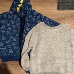 Boy's Sweater And Dinosaur Hoodie Jacket Size 5