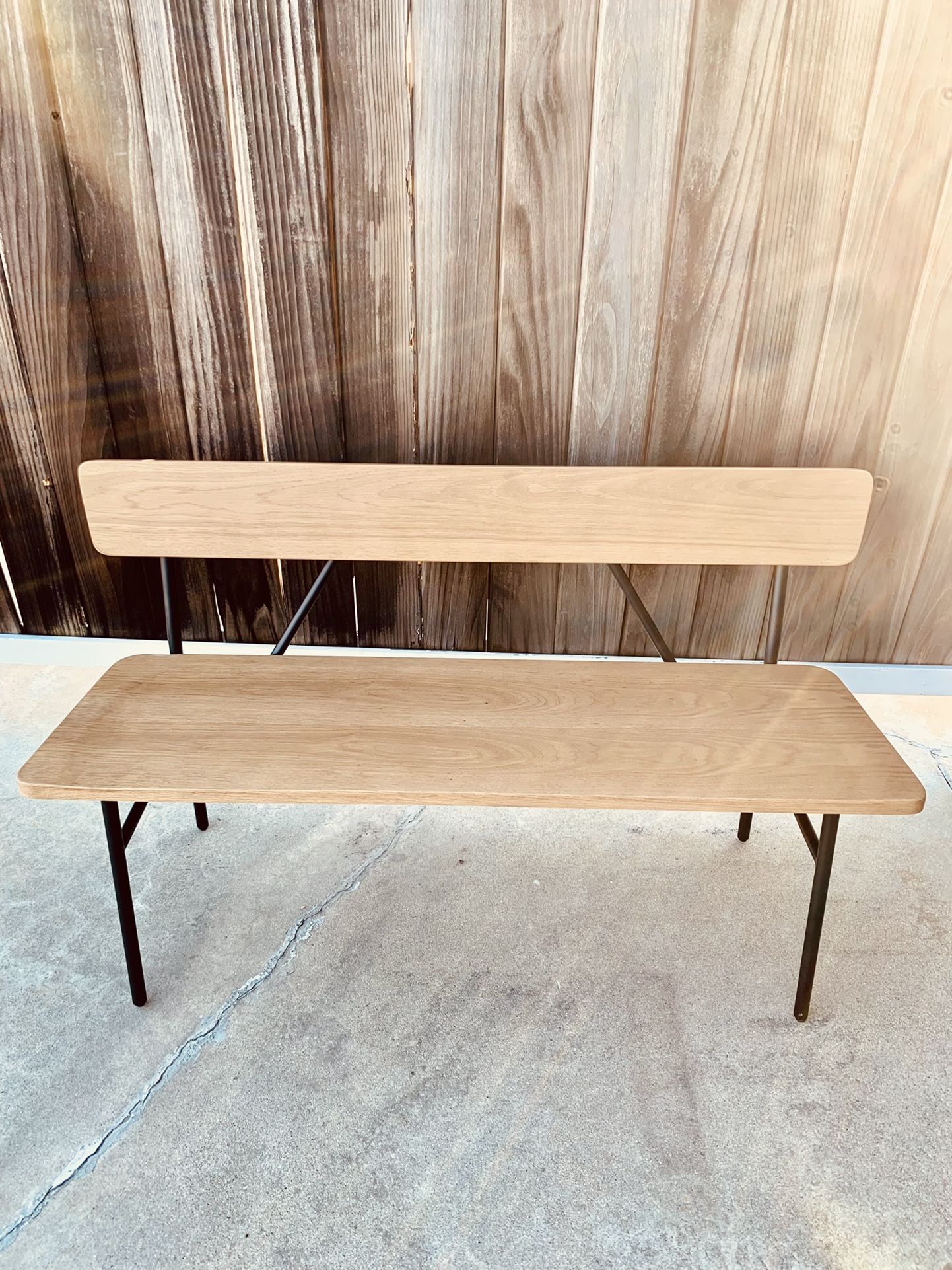 Wood and Steel Accent Bench