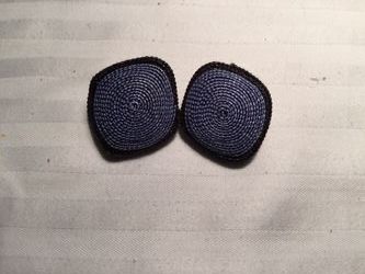 Blue Fine Raffia Spiral Pierced Earrings