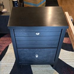 Nightstand - Dark Espresso finish, natural wood with metal handles