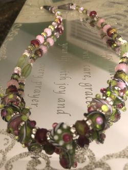 Glass troll beaded necklace with Swarovski charms