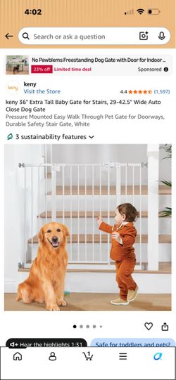 Keny 36" Extra Tall Baby & Pet Gate