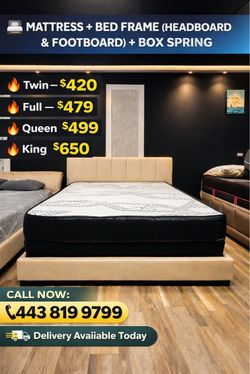 🚚 Mattress + Box Spring + Frame Available Today - Pay After Delivery