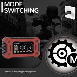 10-Amp Car Battery Charger, Support 1A 6A 0-10A, 12v Smart Lifepo4, AGM, Lithium Battery Chargers, 12v 12volt, Trickle Charger, for Auto Motorcycle Ma