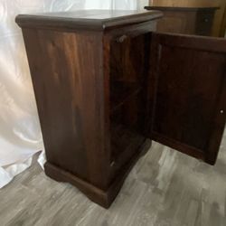 Real Wood Side Table With Door and  Shelf