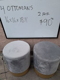 Round Velvet Ottoman with Gold Base