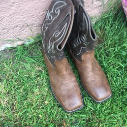 Brown Square Toe Boots