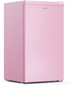 Upstreman 3.2 Cu.Ft Mini Fridge with Freezer, Pink-BR321