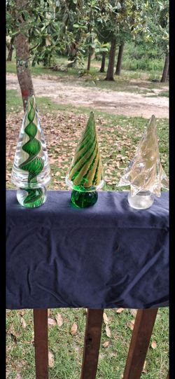 Vintage Murano Glass Trees. Lot of 3. Beautiful Colors. Excellent Condition.