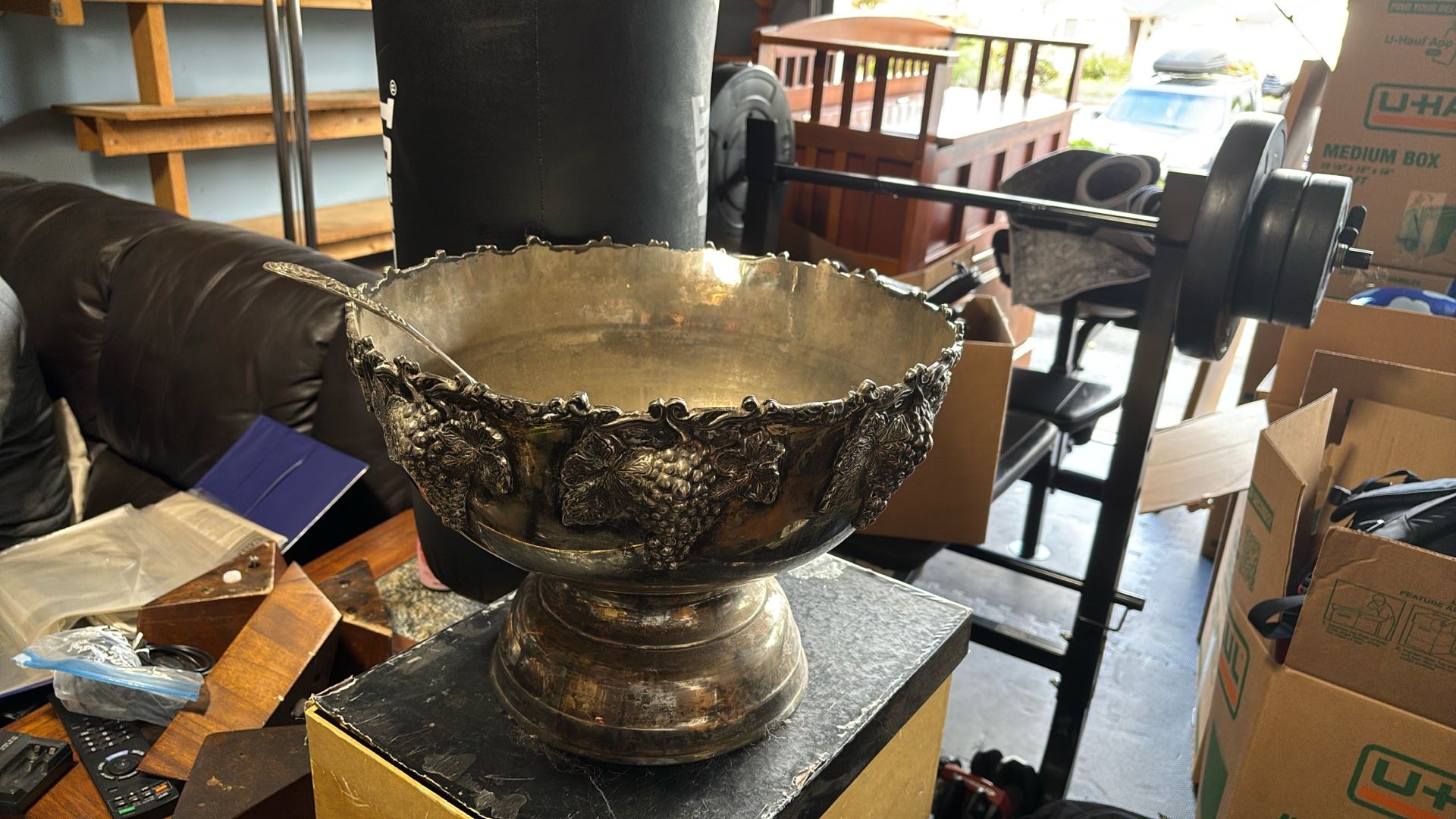 Vintage silver plate punch bowl