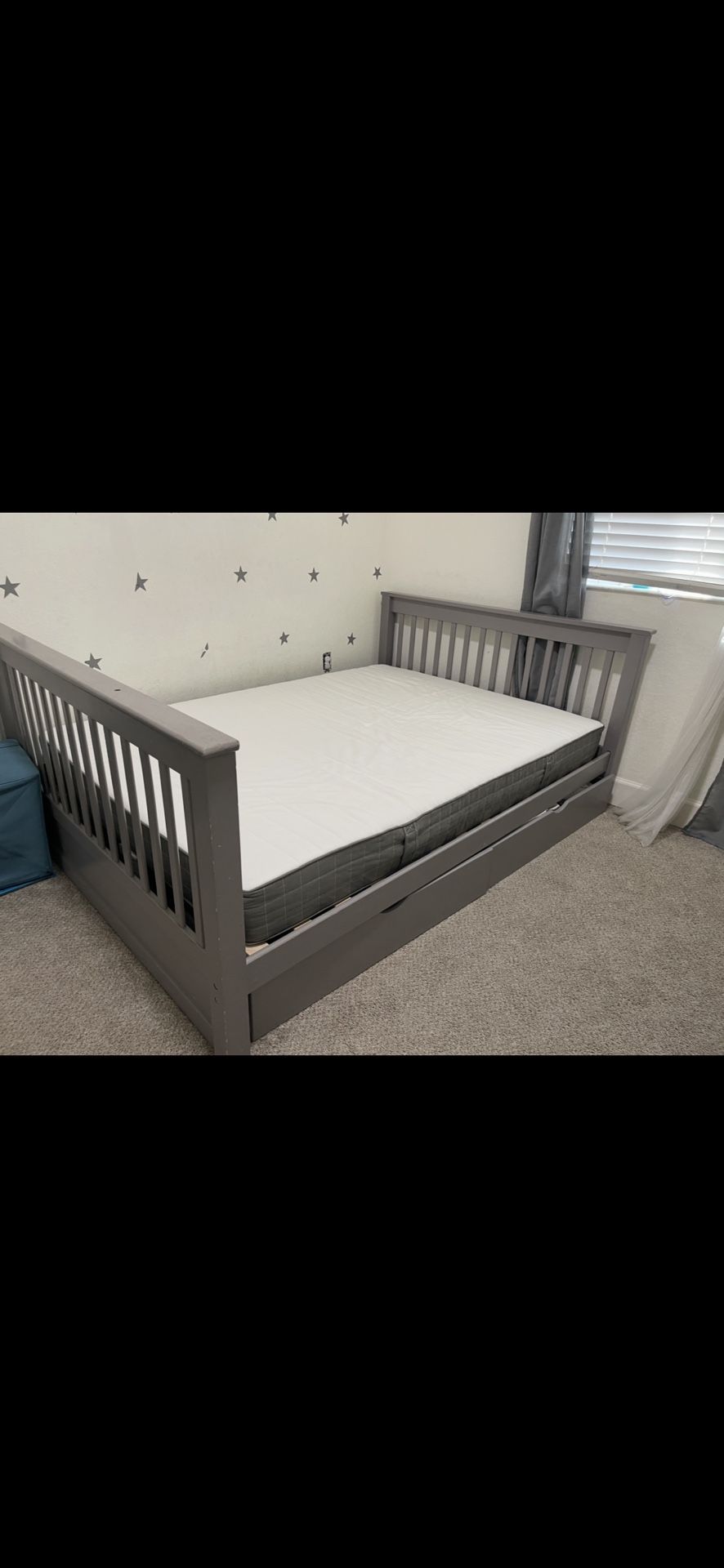 Full Size Bed Frame + 2 Storage Drawer. ( Not Including The Mattress)