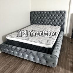 New Queen Bed Frame With Mattress 