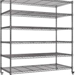 289 46”W Storage Shelves with Wheels | 6 Tier Wire Shelving Heavy Duty | 3600 LBS Metal Shelving | Garage Shelving units and Storage | Wire Rack Adjus