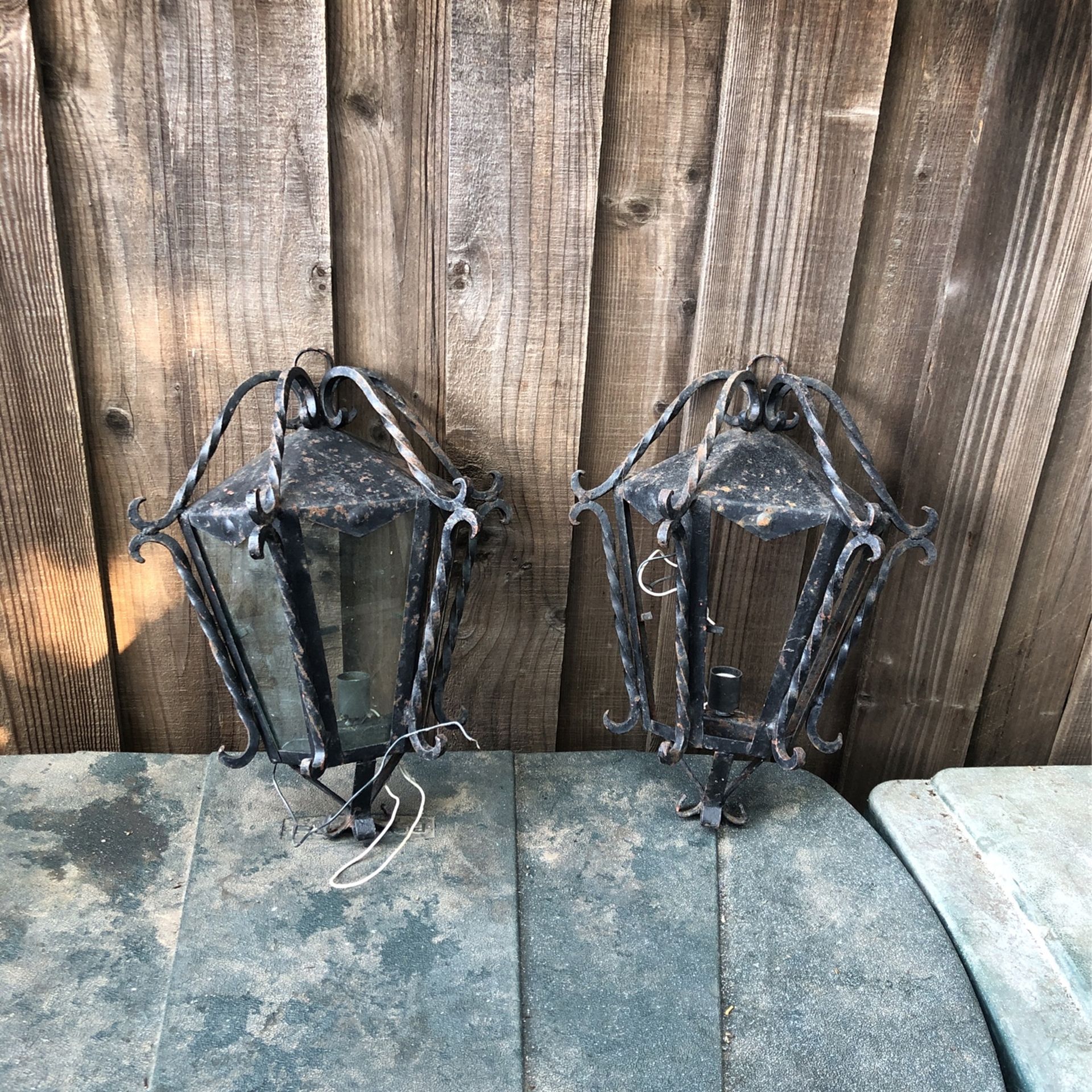2 Old Rod Iron Lamps