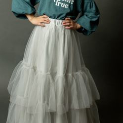 Joyfolie Zeno Tulle Skirt in Barley Blue Size 10 And 7 