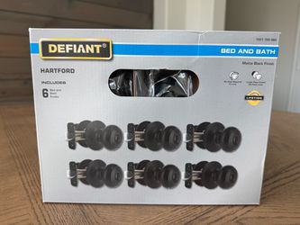 NEW Defiant Hartford Matte Black Bed/Bath Door Knobs – 6 Pack