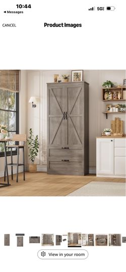 70" Kitchen Pantry Storage Cabinet, Farmhouse Pantry Cabinet, Grey Large Food Kitchen Pantry with 2 Wide Drawers & Adjustable Shelf, Tall Snack Cabine