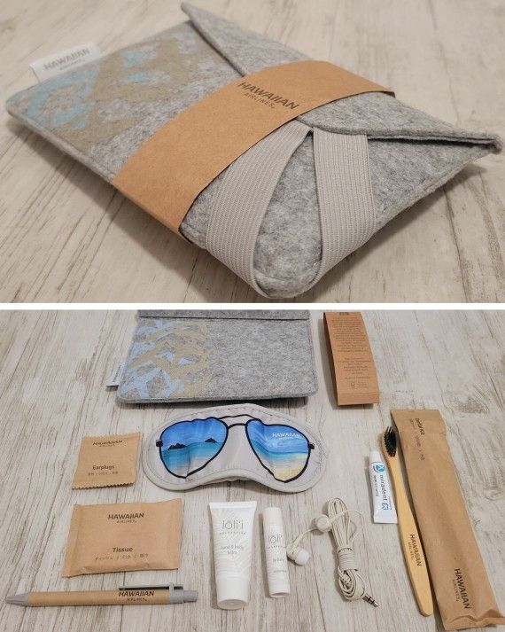 Hawaiian Airlines Business Class Amenity Kit Gray Travel Pouch Bag Noho Home