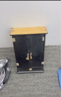 Vintage Black & Gold Decorative Cabinet - 18"
