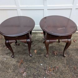 Mid Century Oval Cherry End Table / Side Table by m furniture pair Cherry wood
