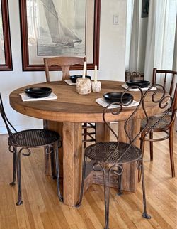 Real refurbished oak roto foundry table