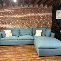 Delivery Available Blue West elm 2pc sofa couch w ottoman