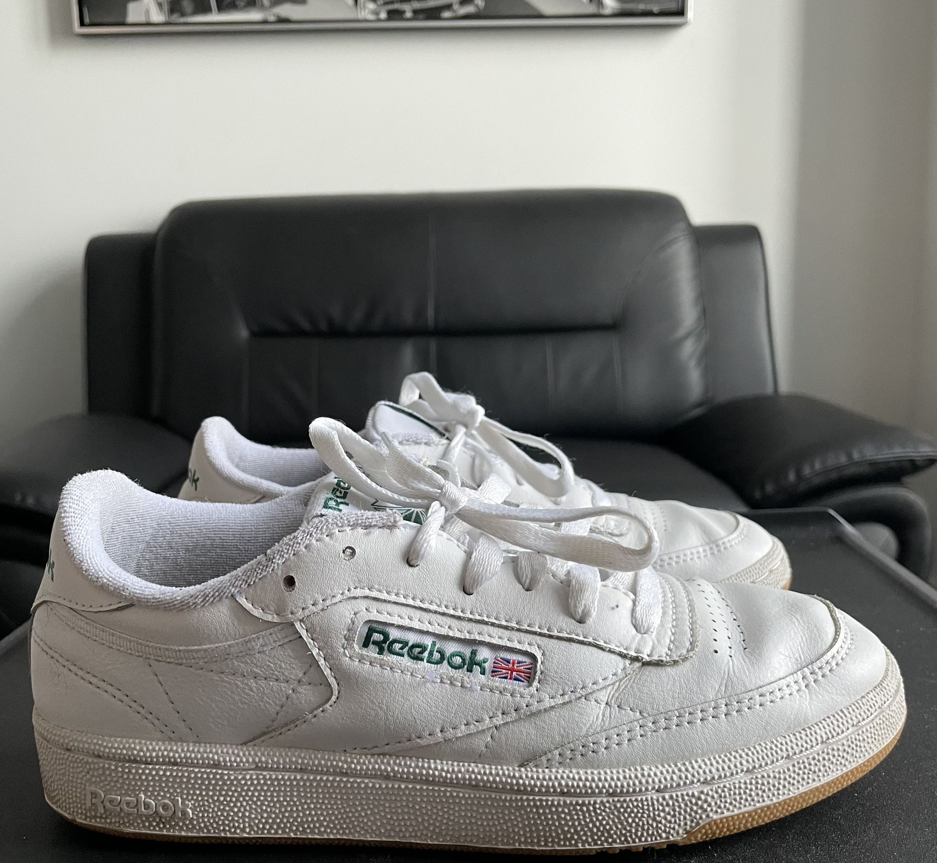 Reebok Classic Club C 85 Leather White Green Gum Bottom | Women 7.5