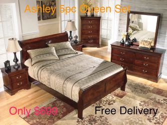 Ashley 5pc Cherry Sleigh Bedroom Group NEW Free Delivery