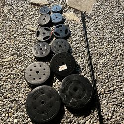 1” Standard Vinyl Weight Plate Set With Bar 120+ Lbs