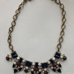 Vintage Style J Crew Rhinestone Bauble Statement Bib Necklace