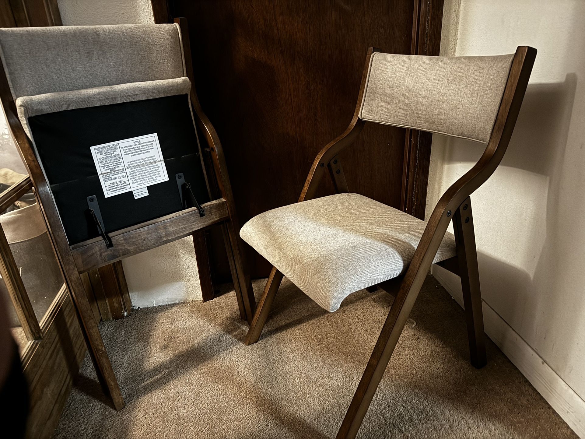 Nice Folding Chairs, Wooden And Upholstered