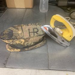 Vintage plug in iron w/ EU adapter and Vintage leather bag from Mexico