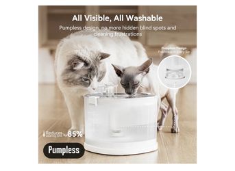 🔥Brand new🔥 Pumpless Pet Fountain Elfin ，Wireless Pet Fountain Battery Operated, 2L/67oz E1+ Automatic Water Dispenser Cats & Dogs MagDrive™ Technol
