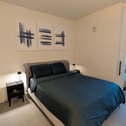 Bedframe + Nightstands + Rechargeable Lamps