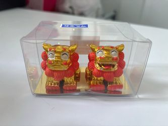 Brand New sealed Okinawa Shisa (Lion-dog Statue), Red, Good Fortune, Guardian Deity, Protection Against Evil, Ornament, Souvenir Size is 1.25x1.5x1.5”