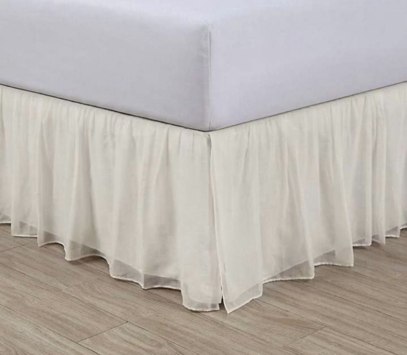 voile Twin Ruffled bedskirt Ivory 39x75 inch 15 inch Drop