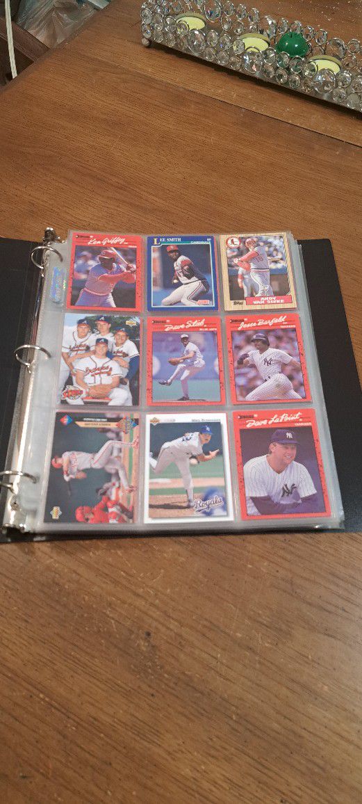 Baseball Card Loose Leaf Book With 97 Baseball Cards & Extra Blank Top Load Card Protectors 