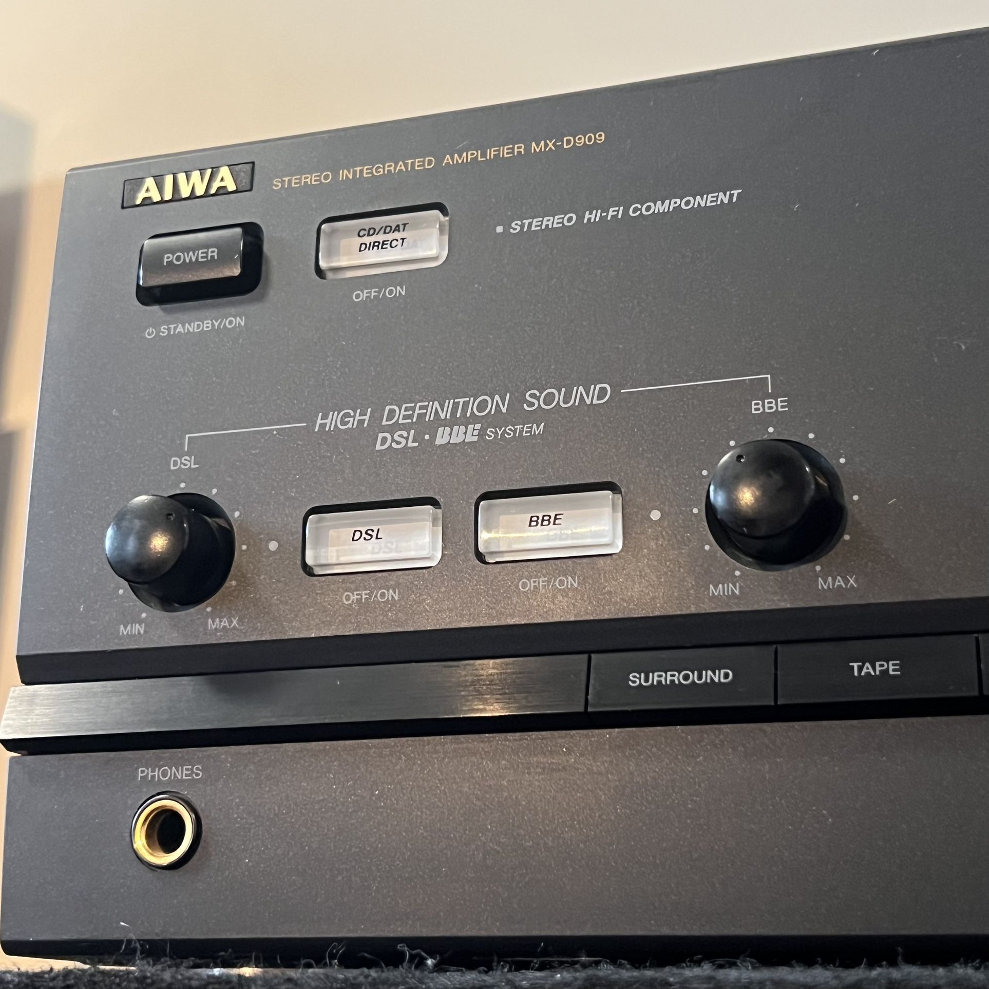 AIWA Stereo System Package – MX-D909 Amplifier/Receiver + SX-U9 3-Way Speakers with Remote (Like New)