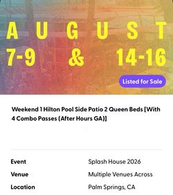 Splash House Hotel Package Aug 7-9