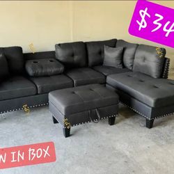 BRAND NEW 3PCS SECTIONAL SOFA SET WITH OTTOMAN AND ACCENT PILLOW INCLUDED $349