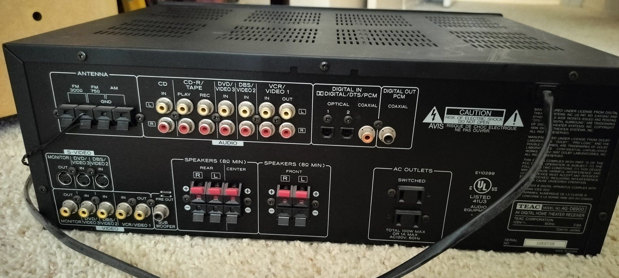 TEAC AG-D8900 AV Digital Home Theater Receiver / used - good/ see 