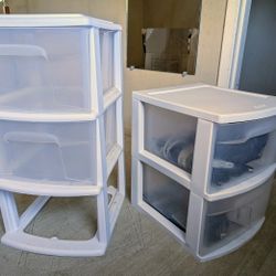 plastic organizer storage bin drawers, $15 for both