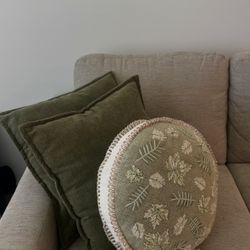 Green Throw 3 Pillows Set - Boho Botanical Style