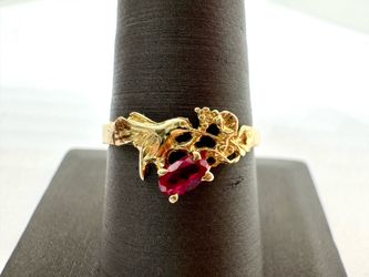 14K Yellow Gold Humming Bird Ring Sz: 8 - 1.9G WMP017662