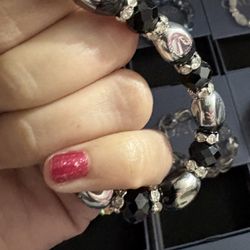 Gauss jewelry Good Luck Black Obsidian Wealth Bracelet with box