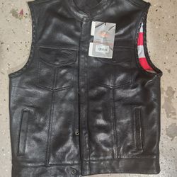 Black Leather Motorcycle Vest